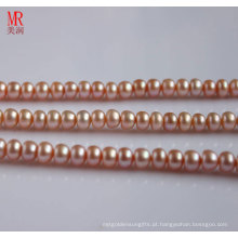 9-10mm Pink Fresh Water Pearl Strand, Round Button (ES122)